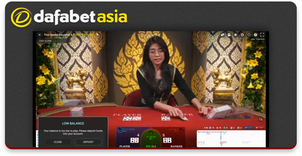 Baccart no cassino ao vivo da Dafabet