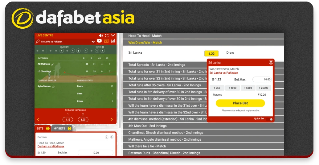 Exemplo de como apostar em críquete na Dafabet