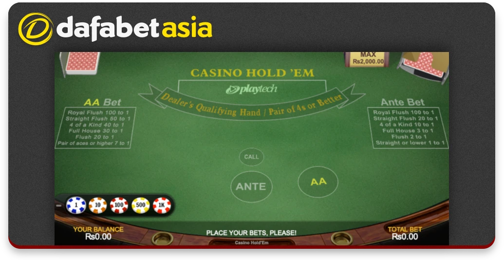 Poker at Dafabet casino