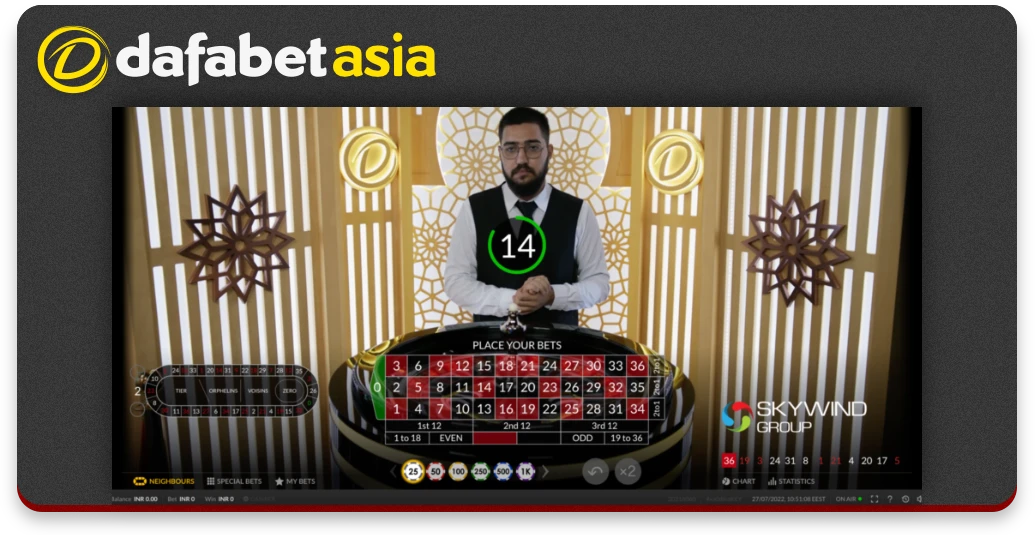 Roulette at Dafabet live casino