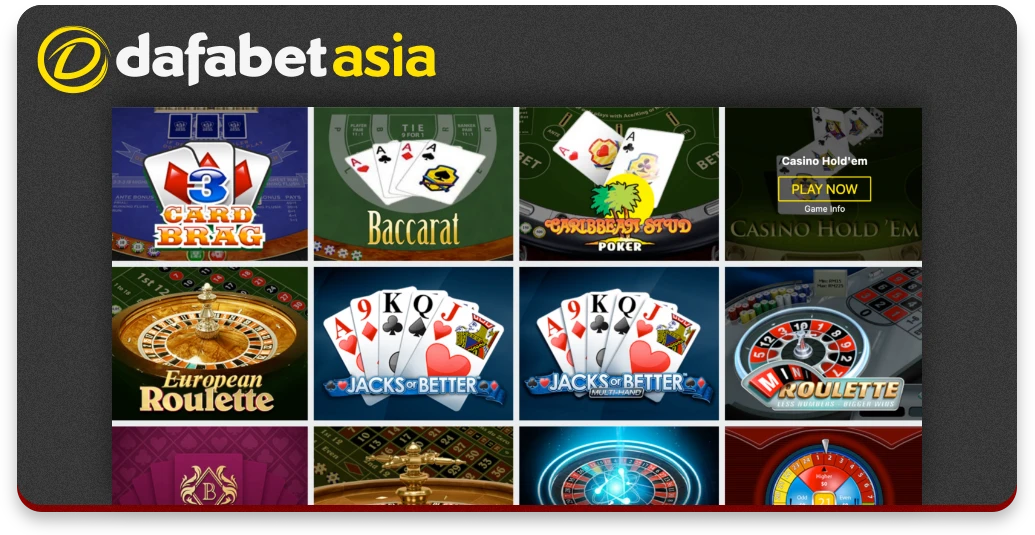 Table games at Dafabet casino