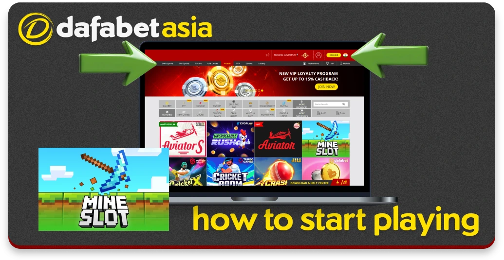 To start playing Dafabet Mine Slot, you need to create an account, top up your balance and find the game in the catalog